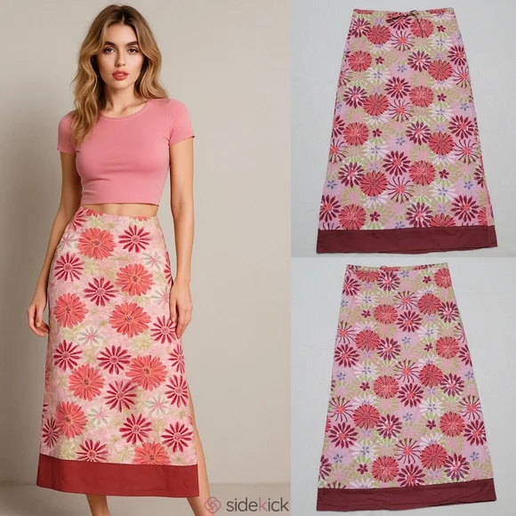 Rare Vintage 90s Delia's Retro Daisy Print Tie-Waist Low Waisted Midi Skirt M - Picture 11 of 11